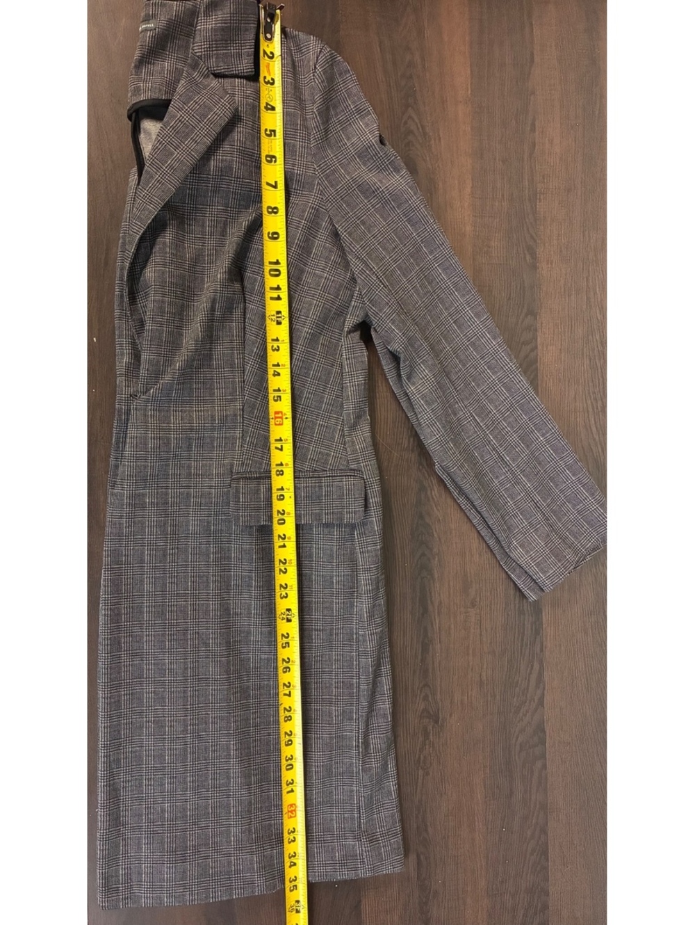 Adrianna Papell Women’s Medium Plaid Longline Blazer M Gray Office Siren - Picture 12 of 14